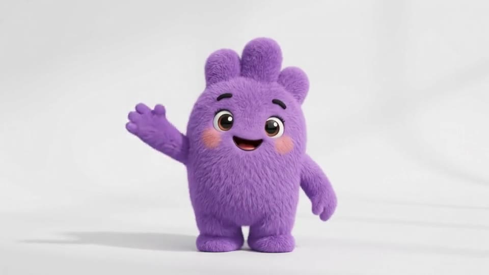 Push’s purple character waving